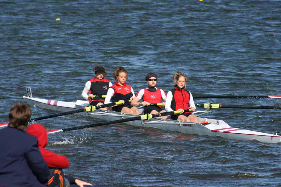 Lauren and Olivia competing in the same boat together at University